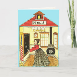 Carte Little Red Schohouse Reproduction En vichy poupée