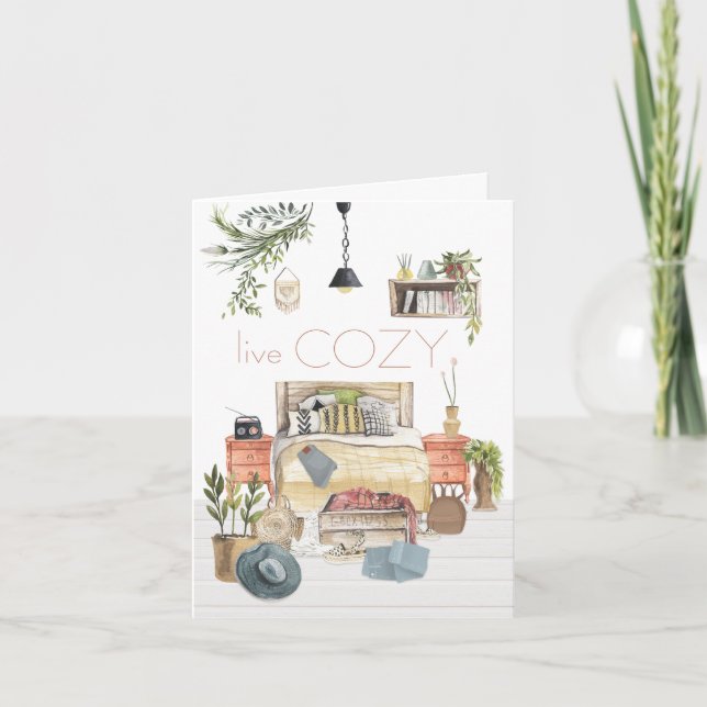 Carte Live Cosy Hygge Homely Chambre Scène Blanc (Devant)