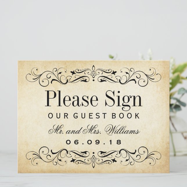 Carte Livre d'or de mariage à signer avec parchemin vint (Debout devant)
