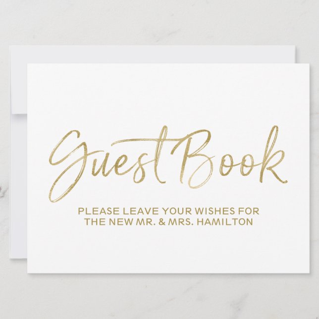 Carte Livre d'or de mariage | Lettres dorées élégantes (Devant)