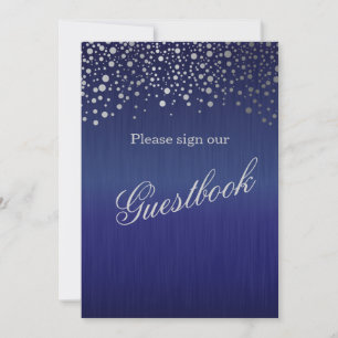 Carte Livre d'or pancarte de mariage - Bleu foncé