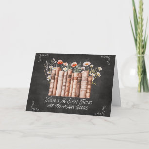 Carte Livres avec fleurs et citation sur tableau noir