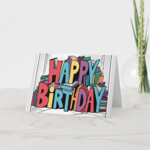 Carte Livres colorés cool et Abstrait anniversaire heure