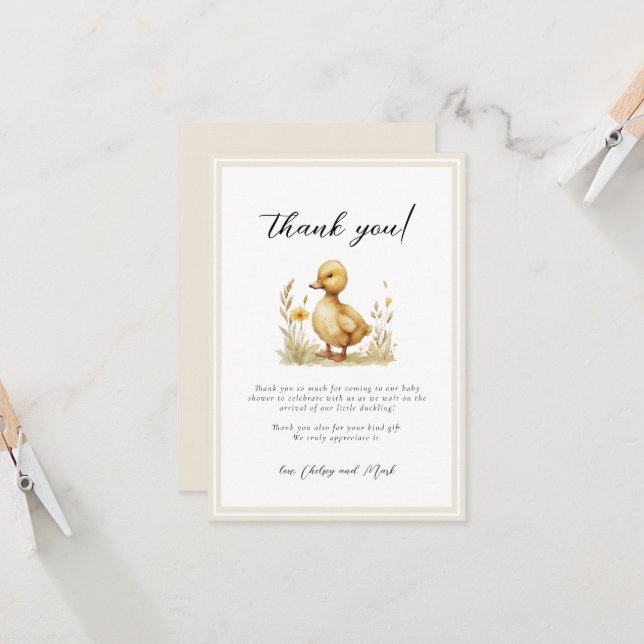 Carte Livres de Baby shower Little Duck pour Baby Card (Devant/Arrière en situation)
