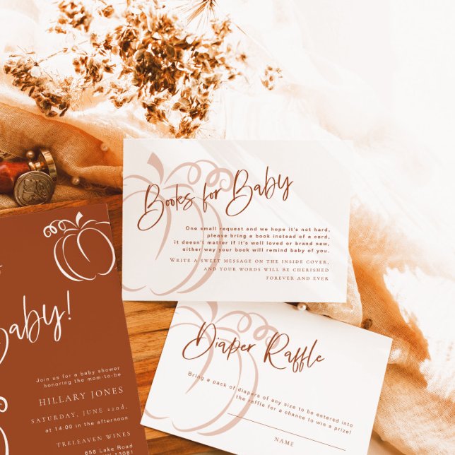 Carte Livres pour bébé Citrouille Boho Baby shower en te (Créateur téléchargé)