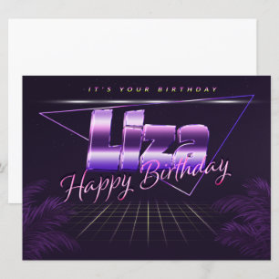 Carte Liza Nom Prénom lila retro