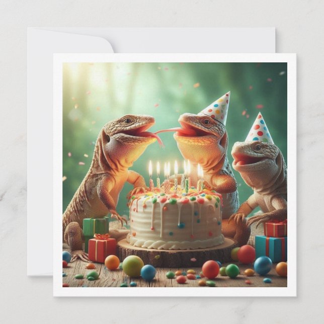 Carte Lizard, animaux de fête, anniversaire reptil (Devant)