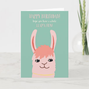 Carte Llama Fun Anniversaire