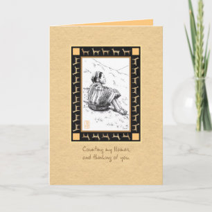 Carte Llama Herder sur Tan I Miss You Card