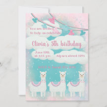 Llama rose et turquoise