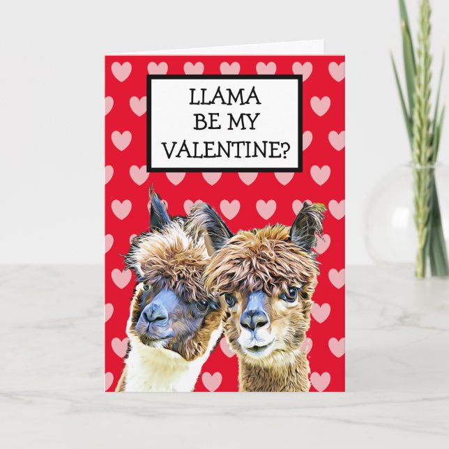 Carte Llama sois ma Saint-Valentin ? Je t'aime beaucoup  (Devant)