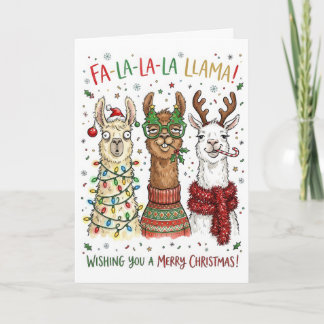 Carte Llamas de Noël drôles – Fa La La Llama