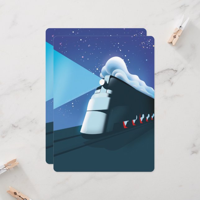 Carte Locomotive Art Déco (Devant/Arrière en situation)