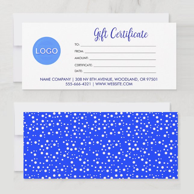 Carte Logo Avec Élégant Script Certificat Cadeau Profess (Personalized)