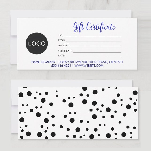 Carte Logo Avec Script Moderne Certificat Cadeau Profess (business gift certificate, gift certificate template,)