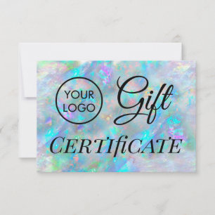 Carte logo bleu opale certificat cadeau