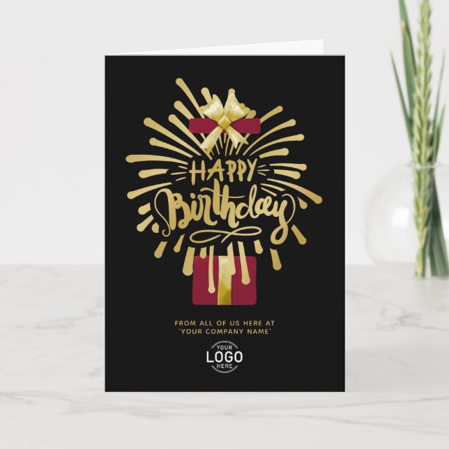 Carte Logo Burgundy Gold Fireworks Black Group Anniversa (Devant)