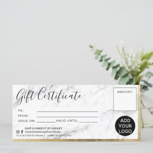 Carte Logo cadeau en marbre de feuille d'or