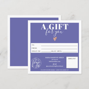 Carte Logo de certificat cadeau carré bleu violet modern