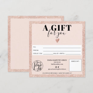 Carte Logo de certificat cadeau carré rose or rousse ros