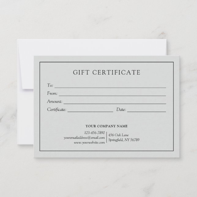 Carte Logo de certificat cadeau d'entreprise élégant et  (Devant)