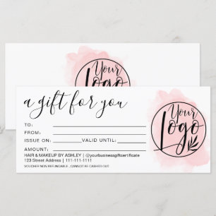 Carte Logo de certificat cadeau pour brosse rose