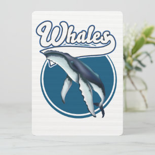 Carte logo de dessin animé de baleine