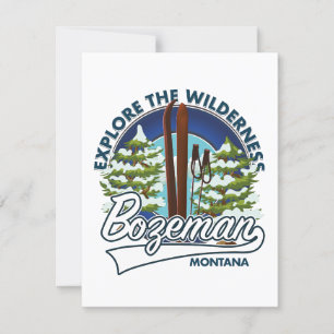 Carte logo de l'affiche de ski de Bozeman Montana