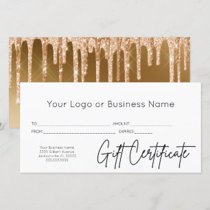 Carte Logo de Parties scintillant d'or Script de certifi
