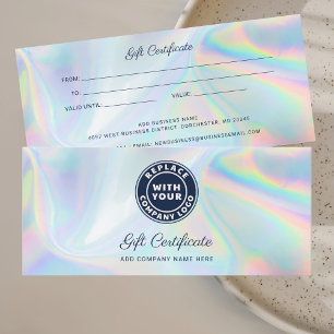 Carte Logo d'entreprise Holographique Certificat cadeau