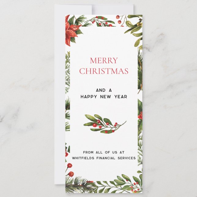 Carte Logo d'entreprise Merry Christmas Berries Bonjour (Devant)