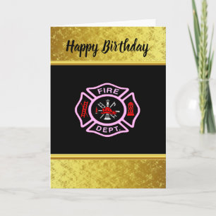Carte Logo du service d'incendie Badge noir et rose