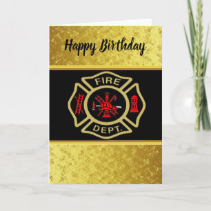 Carte Logo du service d'incendie Or et insigne arrière o