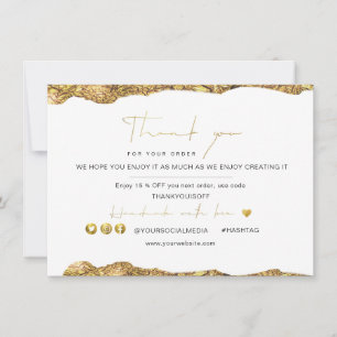 Carte Logo Elegant Black Gold Foil Merci