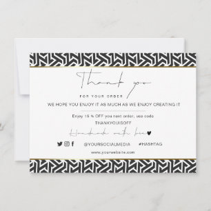 Carte Logo Elegant Black Gold Merci