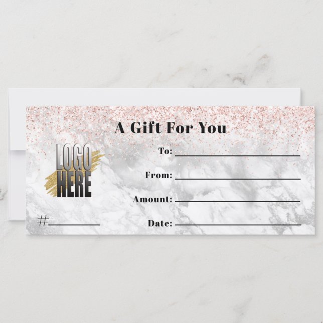 Carte Logo en marbre rose Parties scintillant Certificat (Devant)