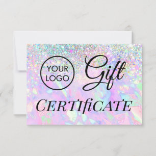 Carte logo fausse parties scintillant opale certificat c