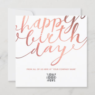 Carte Logo Faux Rose Gold Stylish Letting Anniversaire