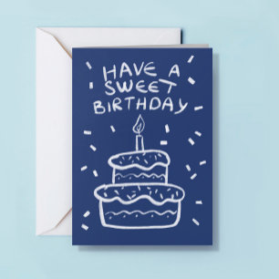 Carte Logo gâteau dessiné à la main avec bougie Joyeux A