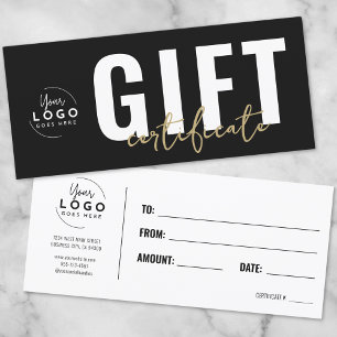 Carte Logo Modern Black Gold Business Certificat cadeau