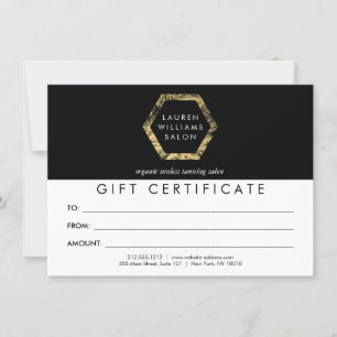 Carte Logo Palms d'or sur le certificat cadeau noir
