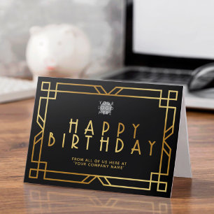 Carte Logo personnalisé Art Déco Gold Business Anniversa