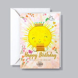 Carte Logo Personnalisé Mignonne Soleil Souriant Avec Gâ