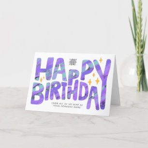 Carte Logo Purple Fun Crayon manuscrit Étoiles Anniversa