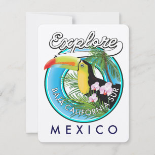Carte logo rétro de Basse-Californie du Sud Mexique
