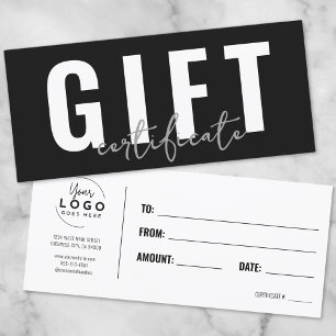 Carte Logo Script moderne Certificat cadeau d'entreprise