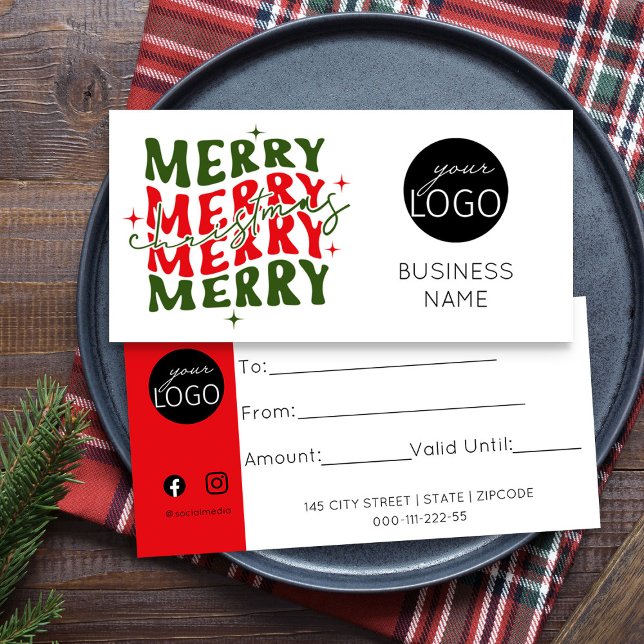 Carte Logo simple Festive Noël Business (Logo branded christmas gift certificates by Busy Business Bee)