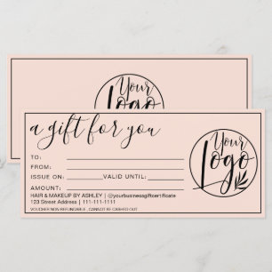 Carte Logo simple pastel de certificat cadeau de bordure