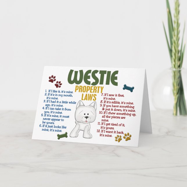 Carte Lois sur les propriétés de Westie 4 (Devant)