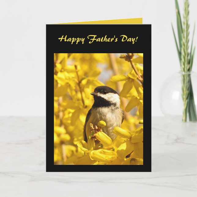 Carte L'oiseau de Chickadee en jaune fleurit la fête des (Devant)